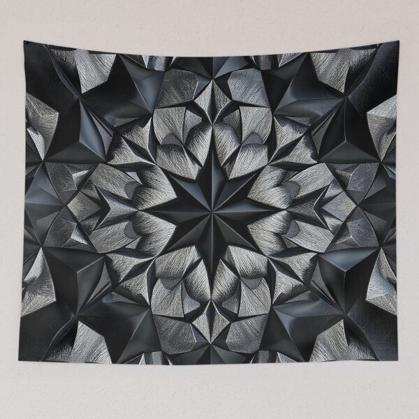 Item preview, Sharp Silver Black Star Mandala Art Print designed and sold by IntelliMindDesigns.