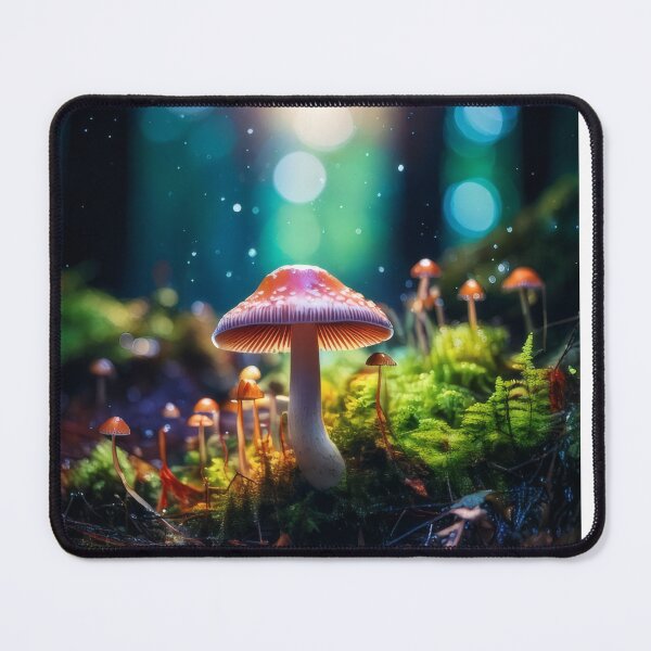 Item preview, Bioluminescent Red Mushroom Night Forest Design designed and sold by BetweenForms.