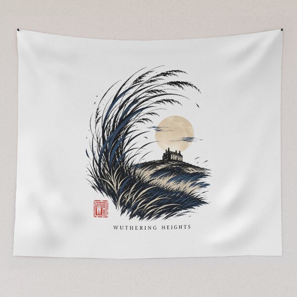Item preview, Wuthering Heights Japanese Woodblock Wave Style Moors Art designed and sold by Fenay Designs.