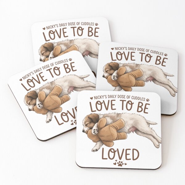 Item preview, Cute Nicky Dog Holding Teddy Bear Love to be Loved Sticker designed and sold by Andreza NativeHue Oficial.