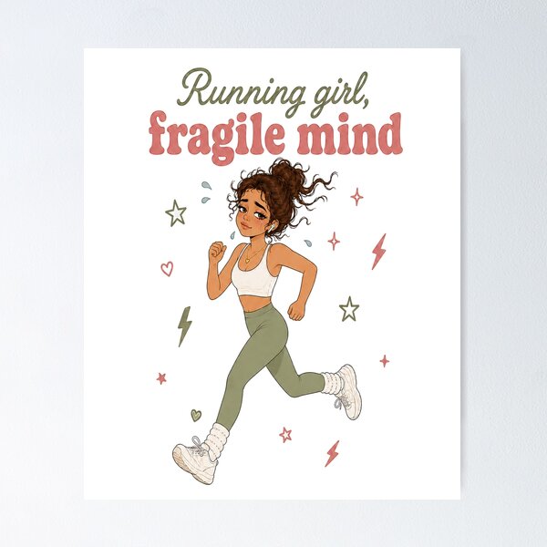 Item preview, Running Girl Fragile Mind Aesthetic Runner Gift designed and sold by SnortStudio.