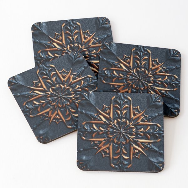 Item preview, Dark Orange Gold Floral Star Mandala Print designed and sold by IntelliMindDesigns.