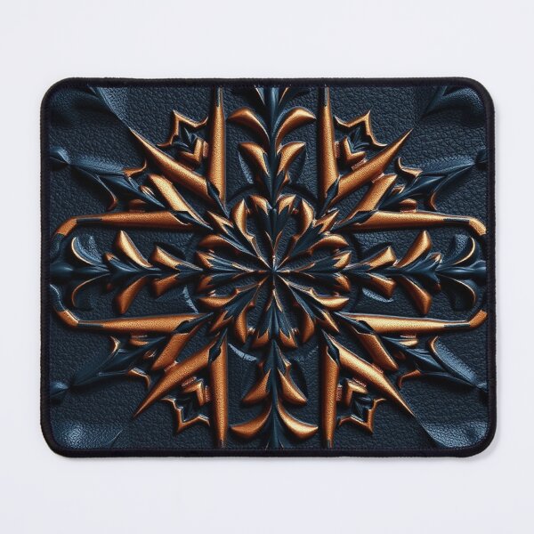 Item preview, Dark Orange Gold Floral Star Mandala Print designed and sold by IntelliMindDesigns.