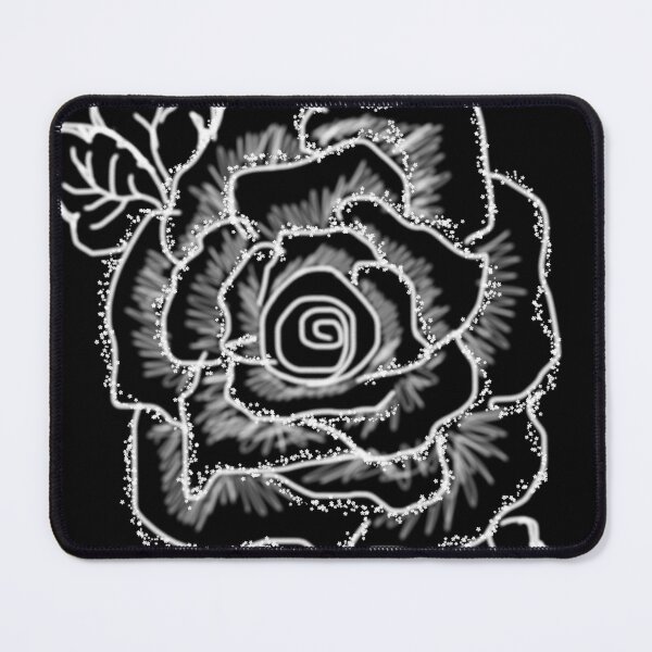 Item preview, Elegant Hand-Drawn White Rose Sketch on Black Background designed and sold by FineLineVibes.