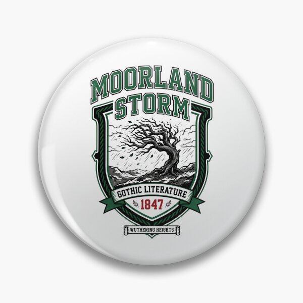 Item preview, Wuthering Heights Moorland Storm Gothic Literature 1847 College Badge designed and sold by Fenay Designs.