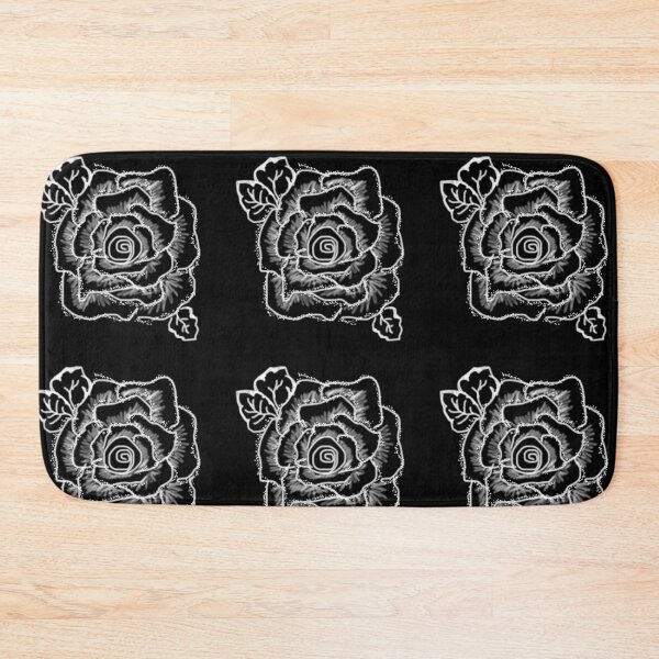 Item preview, Elegant Hand-Drawn White Rose Sketch on Black Background designed and sold by FineLineVibes.