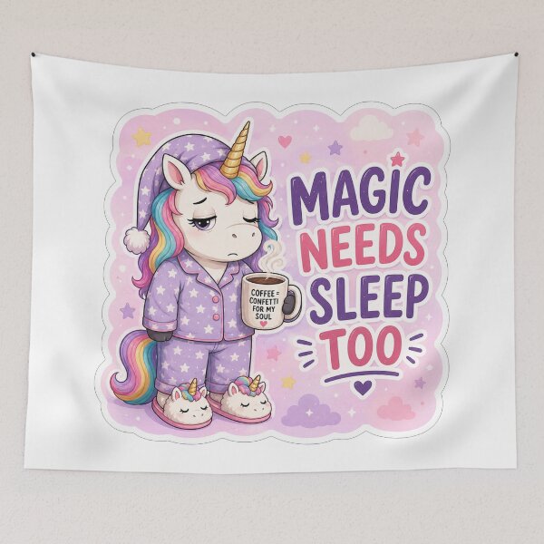 Item preview, Sleepy Unicorn Magic Needs Coffee designed and sold by Owcomm.