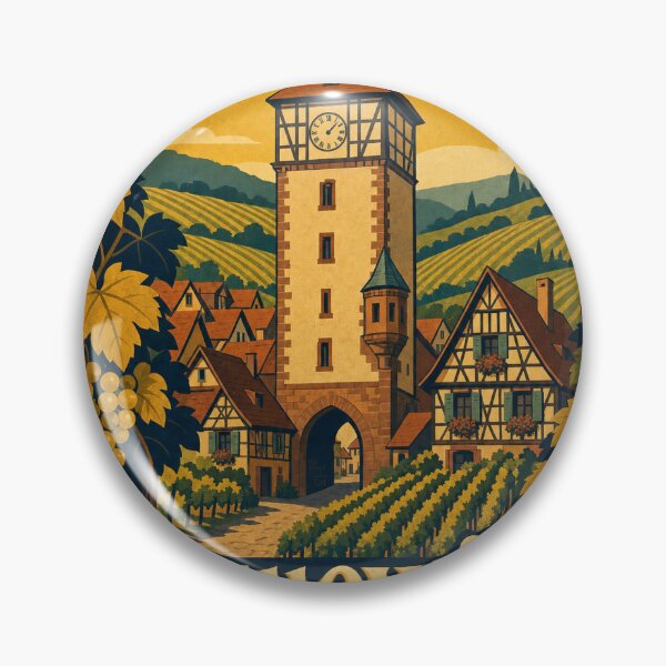 Item preview, Riquewihr France Travel Souvenir Retro Illustration designed and sold by VisualArtsOasis.