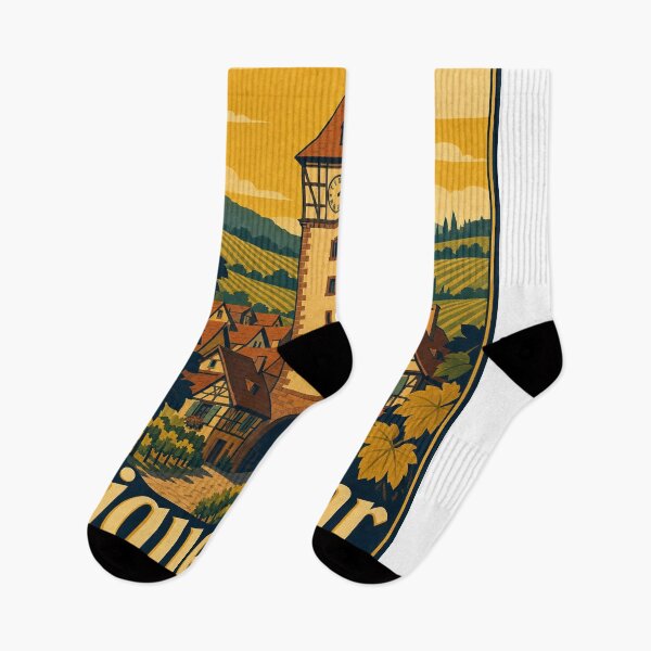 Item preview, Riquewihr France Travel Souvenir Retro Illustration designed and sold by VisualArtsOasis.