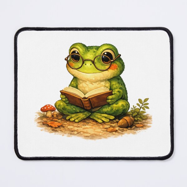 Item preview, Cute Bookworm Frog Reading a Book | Cozy Cottagecore Animal Illustration designed and sold by AMIR PRO .