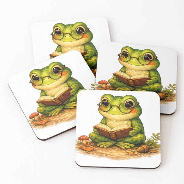 Item preview, Cute Bookworm Frog Reading a Book | Cozy Cottagecore Animal Illustration designed and sold by AMIR PRO .