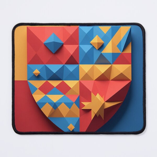 Item preview, Colorful Geometric Heraldic Shield Art Print designed and sold by IntelliMindDesigns.