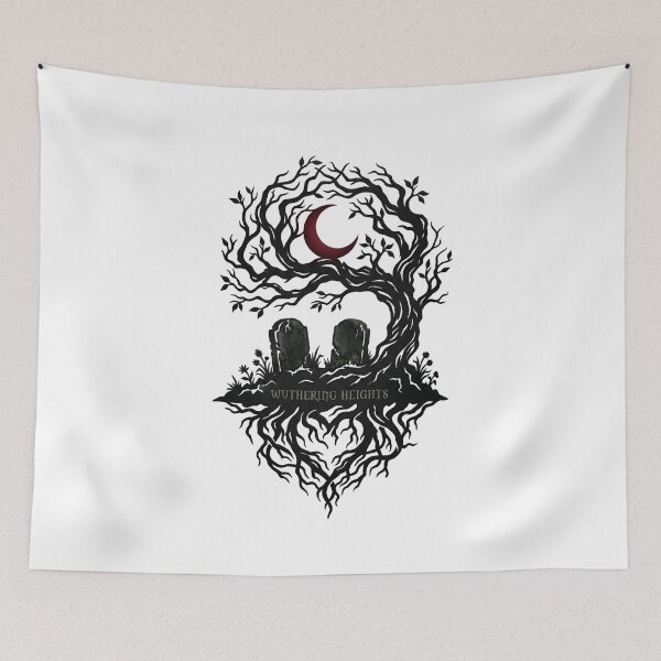 Item preview, Wuthering Heights Cemetery Graves Gothic Red Moon Minimalist Design designed and sold by Fenay Designs.