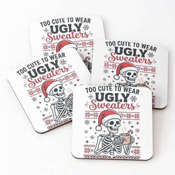 Item preview, Too Cute To Wear Ugly Sweaters Christmas Skeleton Santa Hat designed and sold by raedattia.
