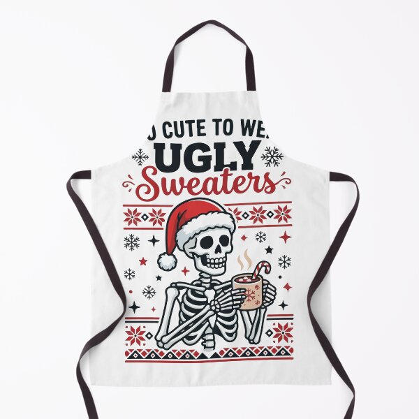 Item preview, Too Cute To Wear Ugly Sweaters Christmas Skeleton Santa Hat designed and sold by raedattia.