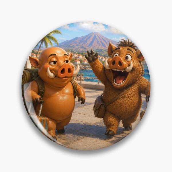 Item preview, They Are Back! — Wild Boars Arriving in Tenerife  designed and sold by CanaryVibesArt.
