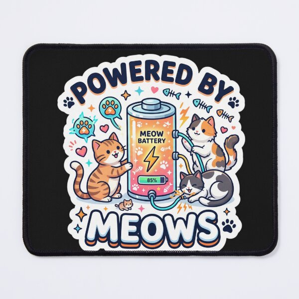 Item preview, Powered By Meows Funny Cat Lover Design designed and sold by Pixel Analytics.