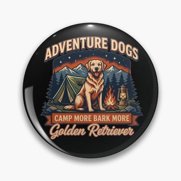 Item preview, Adventure Dogs – Camp More Bark More | Golden Retriever Vintage Camping designed and sold by No Excuses Supply.