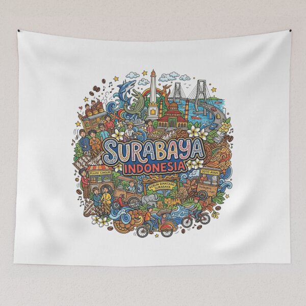 Item preview, Wonderful Surabaya Indonesia Travel Souvenir Heritage Colorful Cultural Doodle designed and sold by arisukma11.