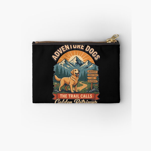 Item preview, Adventure Dogs – The Trail Calls | Golden Retriever Vintage Hiking designed and sold by No Excuses Supply.