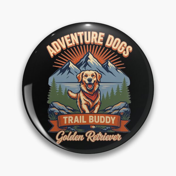 Item preview, Adventure Dogs – Trail Buddy | Golden Retriever Vintage Hiking designed and sold by No Excuses Supply.