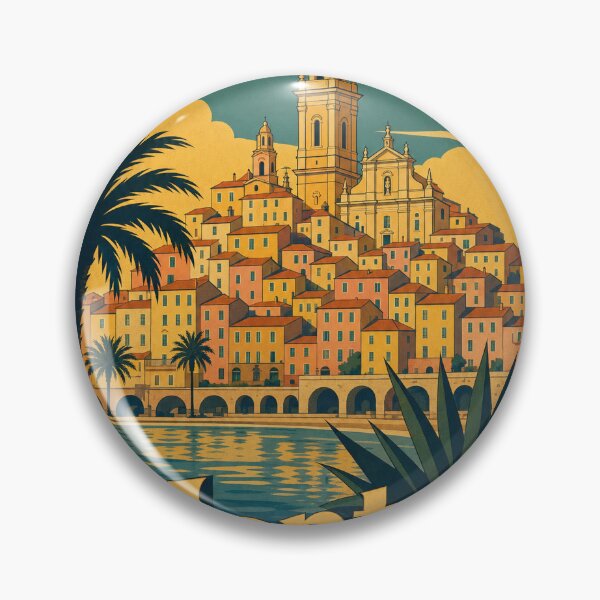 Item preview, Menton France Travel Souvenir Retro Illustration designed and sold by VisualArtsOasis.