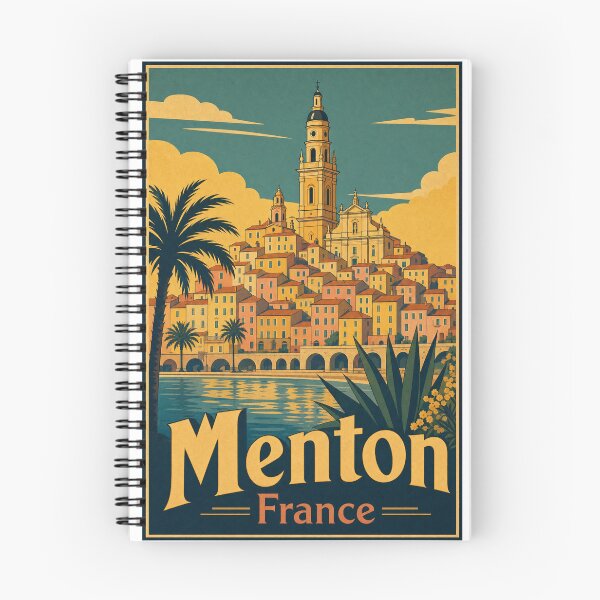 Item preview, Menton France Travel Souvenir Retro Illustration designed and sold by VisualArtsOasis.