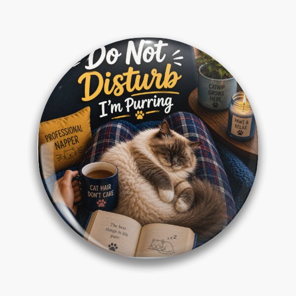 Item preview, Do Not Disturb – I'm Purring | Cozy Ragdoll Cat | Relaxing Cat Illustration designed and sold by Pop, Culture and Stuff.