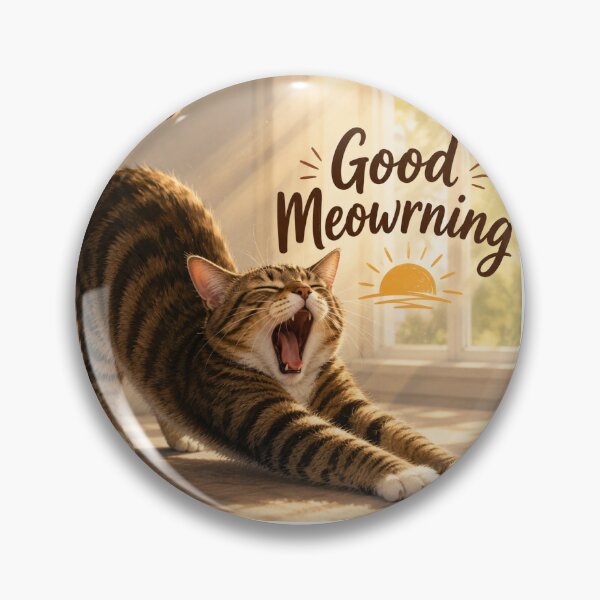 Item preview, Good Meowrning | Cozy Stretching Cat | Cute Morning Cat Illustration designed and sold by Pop, Culture and Stuff.
