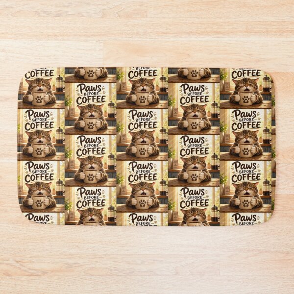 Item preview, Paws Before Coffee | Sleepy Cat Coffee Lover | Funny Cat Pun designed and sold by Pop, Culture and Stuff.