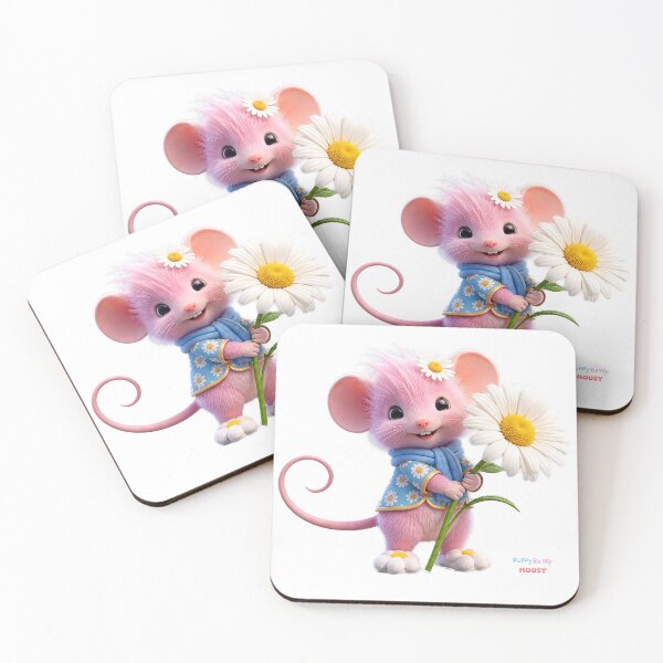 Item preview, Cute Pink Mouse Holding a BIG Daisy Flower designed and sold by PuppyBerry.