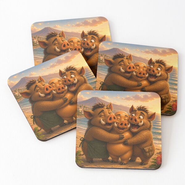 Item preview, The Big Hug — Three Wild Boar Friends Reunited  designed and sold by CanaryVibesArt.