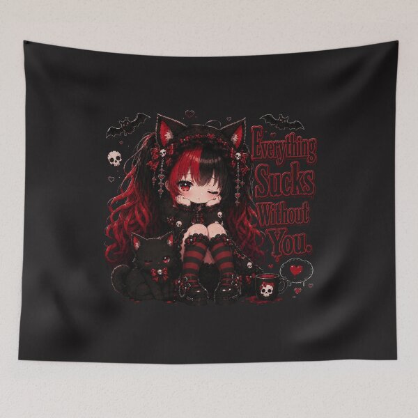 Item preview,  Cute Gothic Anime Girl Everything Sucks  designed and sold by Revyra.