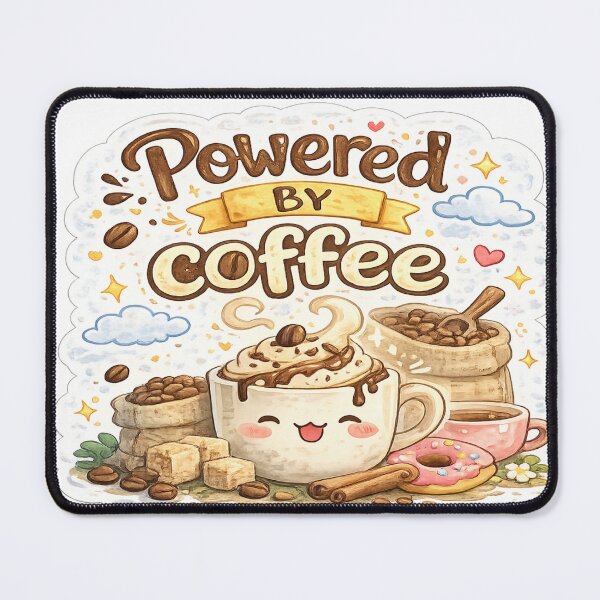 Item preview, Powered by Coffee – Cute Coffee Lover Sticker designed and sold by Genzfirevibes.