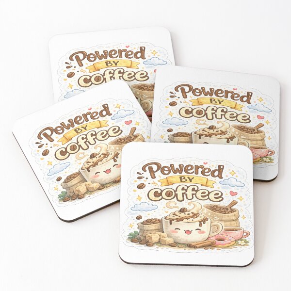 Item preview, Powered by Coffee – Cute Coffee Lover Sticker designed and sold by Genzfirevibes.