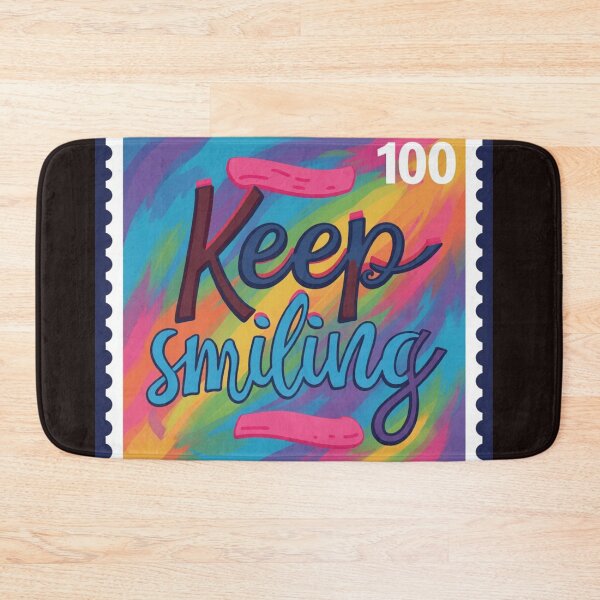 Item preview, keep smiling stamp colorful typographic abstract design designed and sold by SmashingDeals.