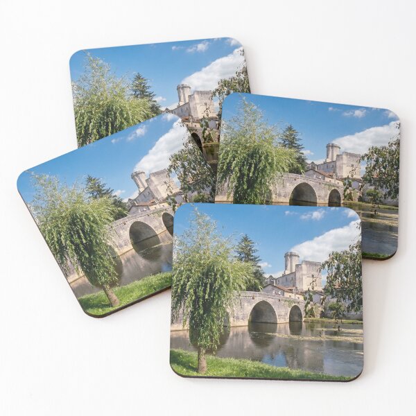Item preview, Château de Bourdeilles and Stone Bridge over Dronne River, France designed and sold by ArtworkNorth.