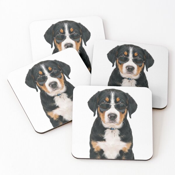 Item preview, Cute Baby Greater Swiss Mountain Dog Wearing Sunglasses Funny designed and sold by RareLavender.