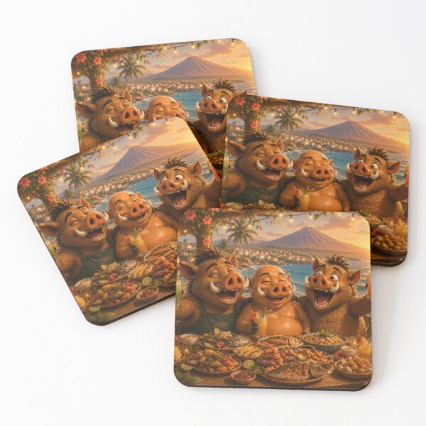 Item preview, The Best Feast Ever — Wild Boar Friends Celebrating Together  designed and sold by CanaryVibesArt.