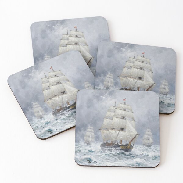 Item preview, Sailing ships in stormy seas designed and sold by Judith Murphy.
