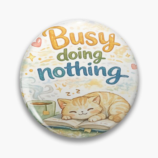 Item preview, Busy Doing Nothing – Cozy Cat Relaxation Sticker designed and sold by Genzfirevibes.