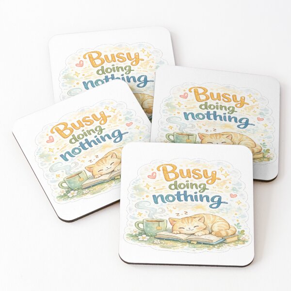 Item preview, Busy Doing Nothing – Cozy Cat Relaxation Sticker designed and sold by Genzfirevibes.