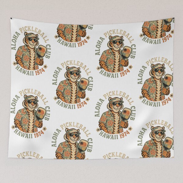 Item preview, Retro Tiger Hawaiian Pickleball Club Vintage Graphic designed and sold by mo-carnival.