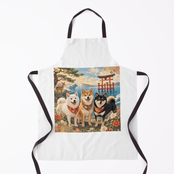 Item preview, Three Shiba Inu by the Sea Japanese Summer Dog Art designed and sold by Shiba-Goyomi.