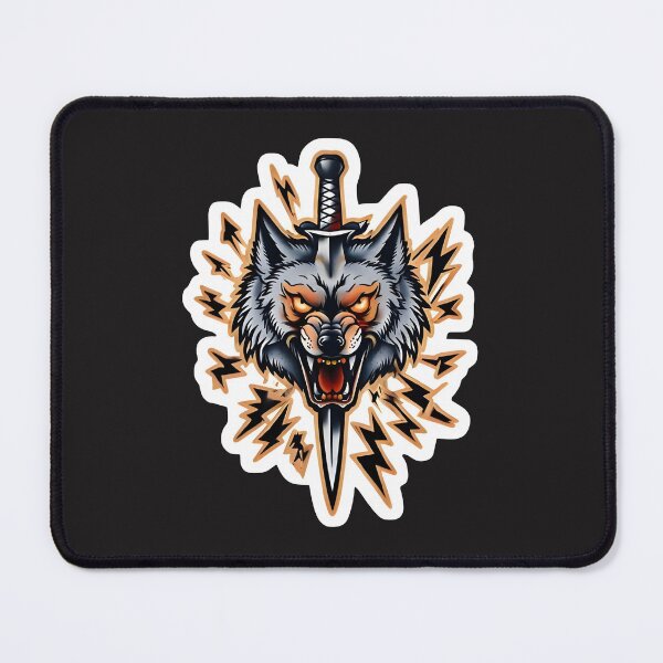 Item preview, Neo-Traditional Wolf Tattoo Flash with Dagger designed and sold by 77Clover.