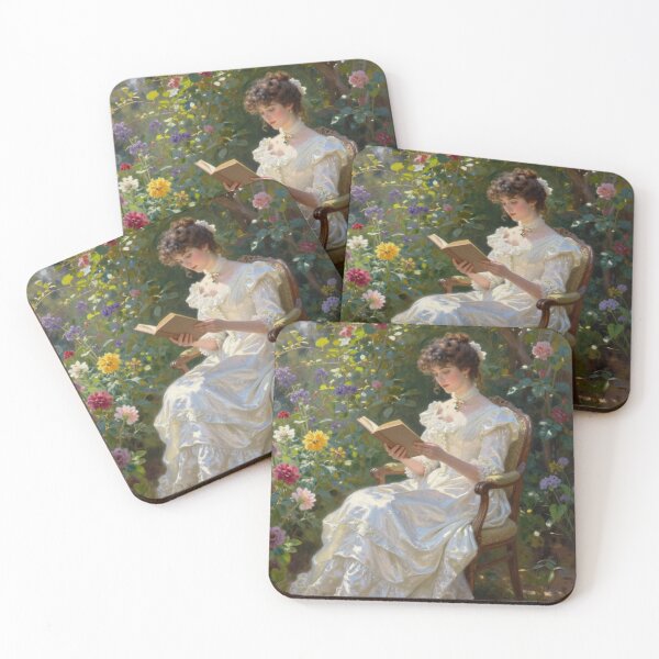 Item preview, Edwardian Lady reading in a summer garden designed and sold by Judith Murphy.