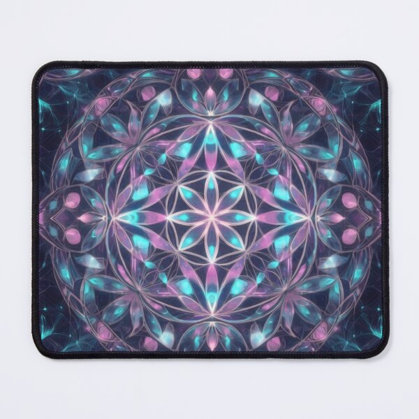 Item preview, Luminous Purple Teal Mandala Wall Art designed and sold by IntelliMindDesigns.