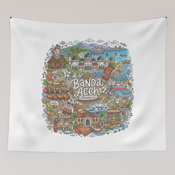 Item preview, Wonderful Banda Aceh Indonesia Travel Souvenir Heritage Colorful Cultural Doodle designed and sold by arisukma11.