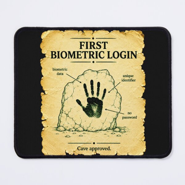 Item preview, First Biometric Login Cave Approved Funny Stone Age Tech Gift for Tech Geeks and Programmers designed and sold by Nightarel.