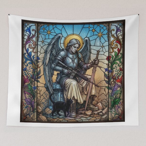 Item preview, Archangel of Quiet Duty – Celestial Guardian & Shadow Cat designed and sold by Pepper & Co..